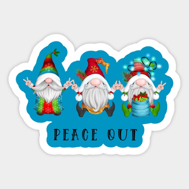 Gnome Christmas - Peace Sign Gnomes Celebrating Holidays Sticker by Skeedabble